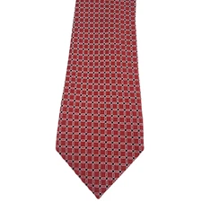 GEOFFREY BEENE Tie Men's Silk Necktie Red Black Geometric Handmade 60" x 3.25"