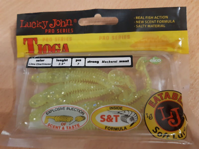 NEU 7x Angel Köder Lucky John Tioga Shad Tail GELB 7cm Gummiköder 2,9'' Bait NEW