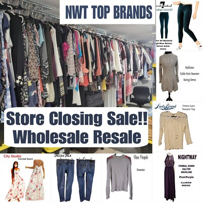 #ad Wholesale Resellers Lot Clothing TOP Brands MOSTLY NWT Mix 300PC Free SHIPPING $2300.00