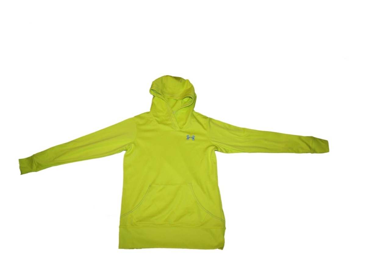 Women Under Armour Blue Highlighter Yellow Hoodie Pullover Size S