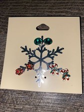 Claire s Green Red Rhinestone Candy Cane Christmas Earrings Nwt