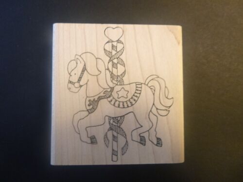 Carousel Horse - Rubber Stamp - Wood Mounted - NEW - Picture 1 of 4