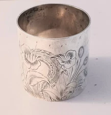 Vintage Wonderful Sterling Heavy Large Bright Cut Napkin Ring  1 3/4"Mono'd TS