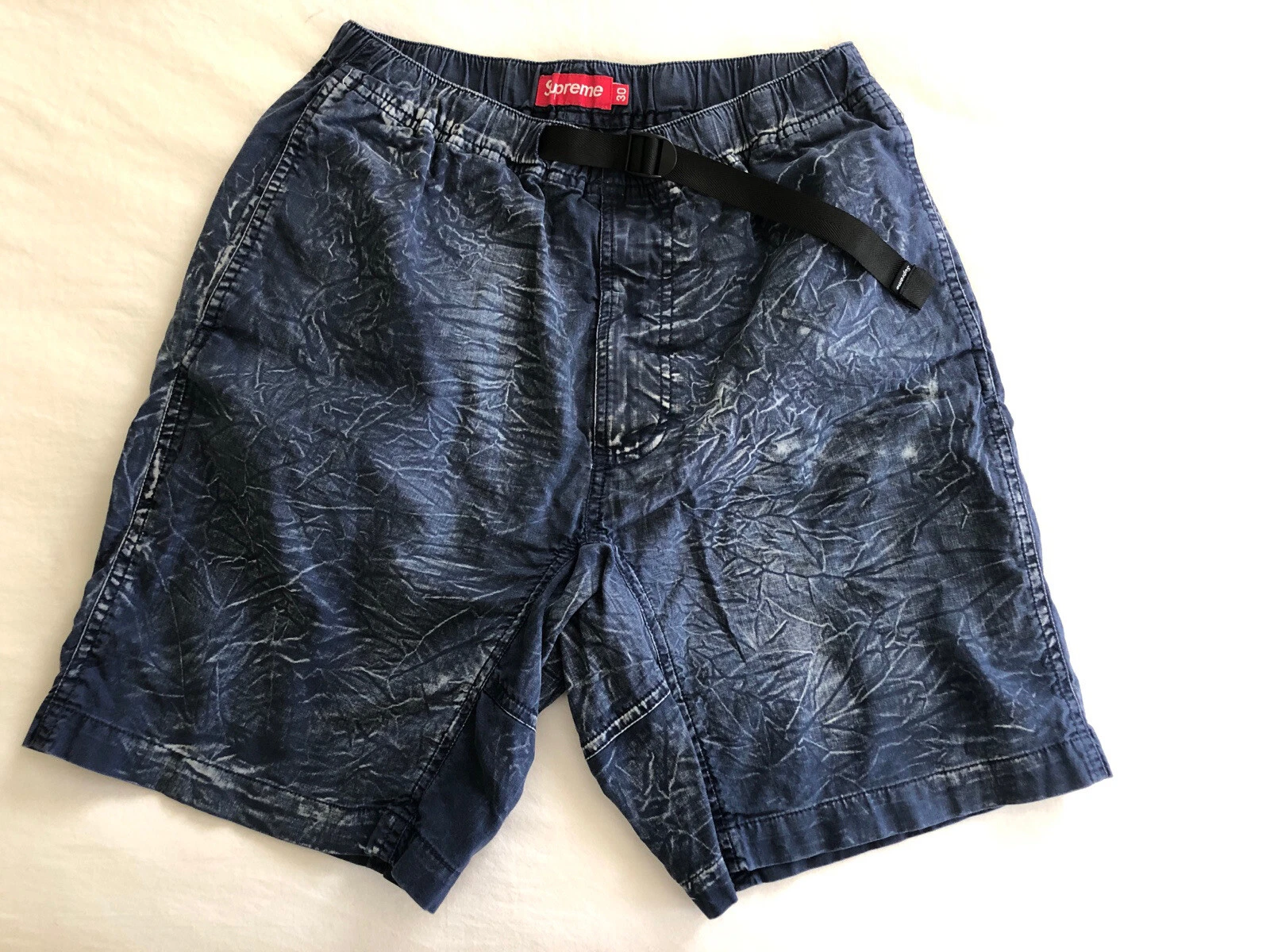 Supreme SS13 Acid Belted Shorts Size 30 Navy Used Box Logo Red Tee Hoodie