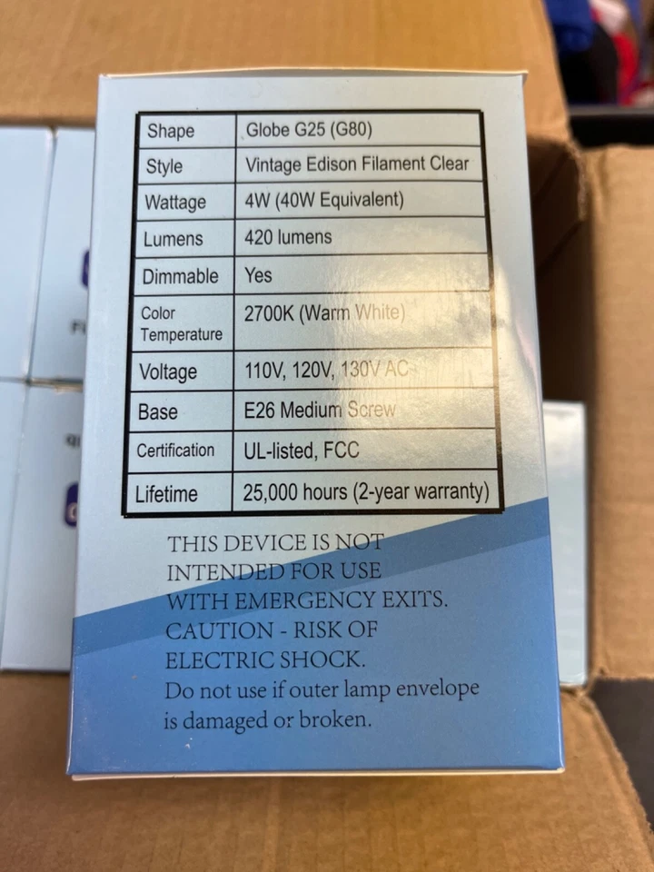 Simba LED Filament G25 Globe 4W 40W Equivalent Warm White 2700K 6 Pack CR180+ - Image 2 of 3