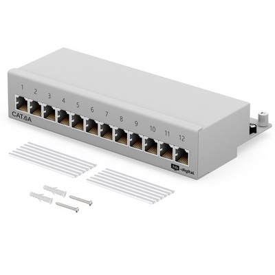 Cat.6a Patchfeld 12 Port Patchpanel RJ45 geschirmt Desktop 500 MHz 10GB LAN cat6
