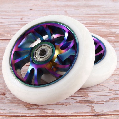 2Pcs 110mm Scooter Wheels Replacement Aluminum Wear- PU Stunt3006 - Picture 2 of 6