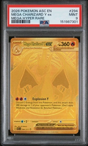 2026 POKEMON ASC EN-ASCENDED HEROES MEGA HYPER RARE MEGA CHARIZARD Y EX PSA 9