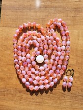 VINTAGE FIREY SABRINA GIVRE OPAL ORANGE PINK GLASS BEAD FLAPPER NECKLACE SET 64