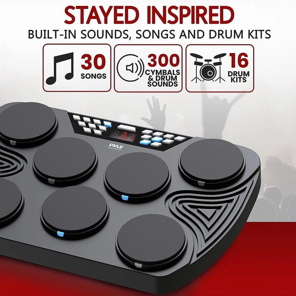 Batería electrónica de mesa Pyle - Kit de batería digital compacto y portátil Foto 4 de 4