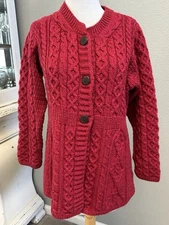 Shannon Woolen Mills Womens Cardigan 100% Merino Wool Ireland Size Medium EUC