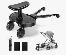 Kiddy Board Buggyboard f&uuml;r Kinderwagen mit abnehmbarem Sitz, Schwarz
