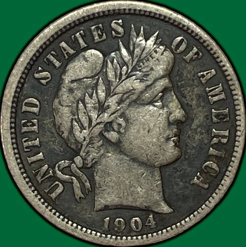 1904 Barber Dime Silver Extremely Fine XF Coin #33543