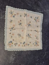 Taschentuch Damentaschentuch No-Name Blumenmotiv alt DDR 28 cm
