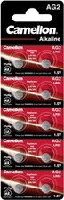 50x Camelion Alkaline Coin Cell AG2 LR59 196 LR726 1.5V 5x10 Blisters