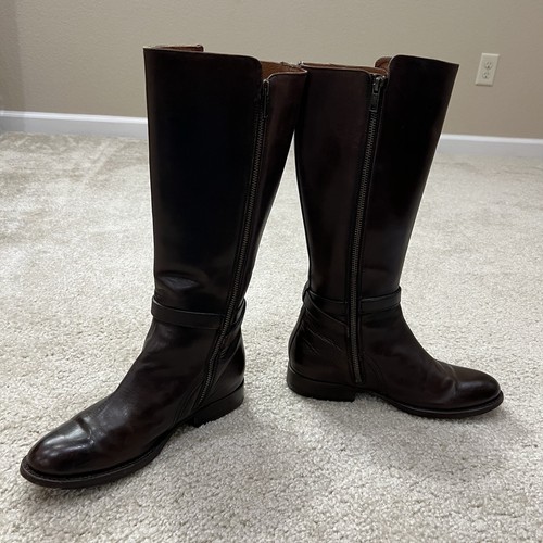 Frye Jordan Strap Tall Leather Riding Boots Brown Women’s Size 7.5 B Knee High - Picture 13 of 23