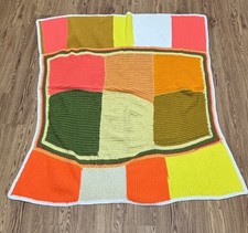 Vintage Handmade Crochet Afghan '70s Colors Has Some Flaws. Lg Squares