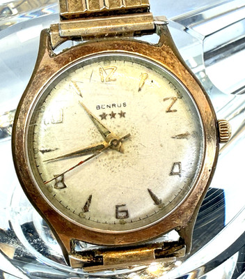 Vintage Benrus 3-Star Men Self Winding Mechanical Watch 20 Micron Gold 7035 Runs