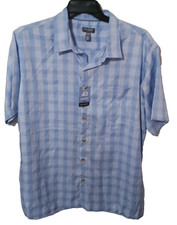 Van Heusen Men's SS Button Down Shirt XL 17-17.5 White/Blue all-over cool m2