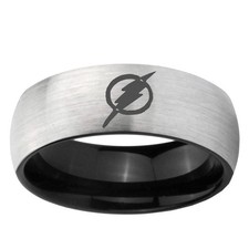 Flash-Engraved High-End Dome Tungsten Men's Wedding Ring
