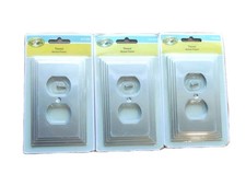 Three 3 Hampton Bay "Tiered" Duplex Outlet Cover Plates. Nickel. New 273-268
