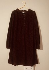 Fat Face Corduroy Long Sleeved Red Burgundy Black Dress Uk 6 - Boho Floral Print