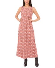 Vince Camuto Womens Printed Keyhole Sleeve Coral Floral S