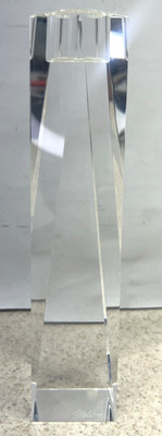 Oleg Cassini Signed Crystal Glass Prism Rectangular Candle Stick Holder