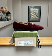 Gucci Suede/Velvet Burgundy Horsebit Dress Shoe Formal Loafers - New - Authentic