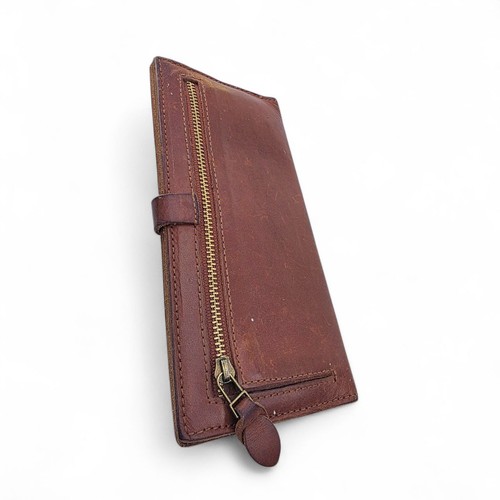 Cartera de cuero marrón Madewell 1937 para mujer delgada larga doble pliegue bolso sin asas bolsillo con cremallera - Imagen 6 de 8