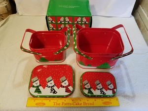 Vintage Toscany Snowman Christmas Collection Pair Lunchboxes by Lynda Sylvester