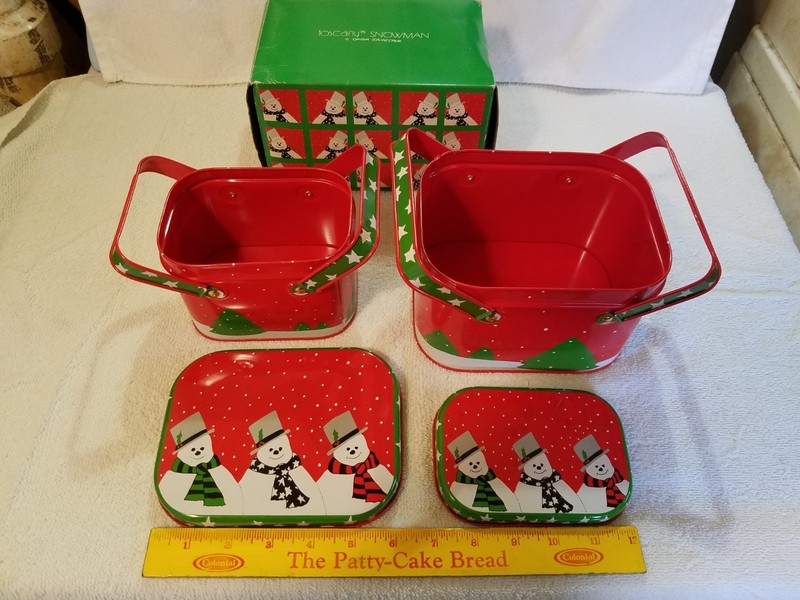 Vintage Toscany Snowman Christmas Collection Pair Lunchboxes by Lynda Sylvester