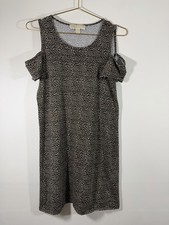 Michael Kors Women's Short Sleeve Leopard Print Dress Cold Shoulder Size Medium