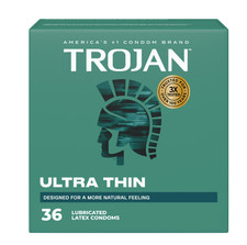 Trojan Ultra Thin Condoms For Ultra Sensitivity, Lubricated, 36 Count Pack