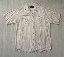 Vintage 50s King Louie Rayon Bowling Shirt Large Cervin Homes Velvet Flock USA