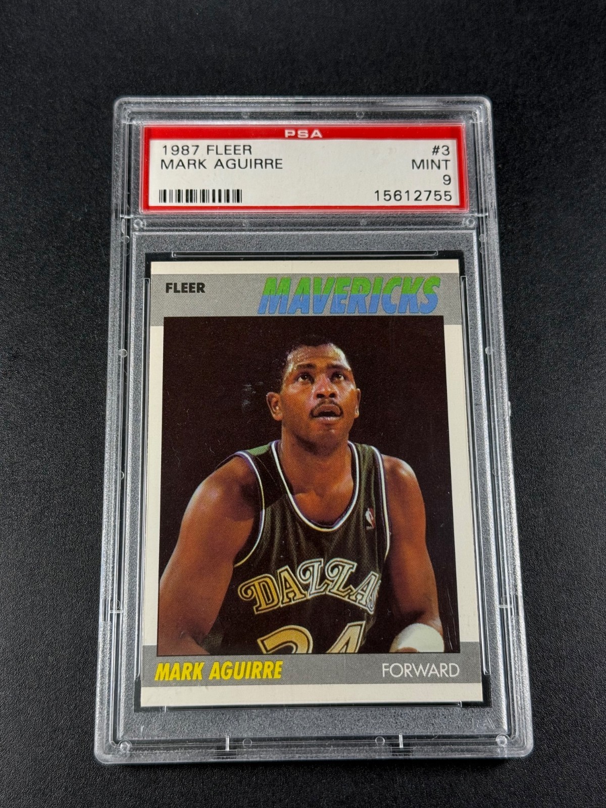 MARK AGUIRRE 1987 87-88 FLEER #3 CARD PSA 9 NBA DALLAS MAVERICKS (SET BREAK)