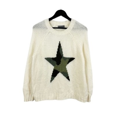 Wooden Ships Cream Sweater with Camouflage Star Size S/M