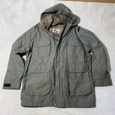 Vintage 80s WOOLRICH Mountain Parka Mens L Flannel Wool Lined Parka Coat Hood