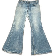 Vtg Levi  s unisex 1970  s 684 Big Bell Flared Distressed Frayed Hems orange tab