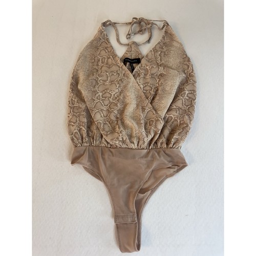 Neutral Roses Printable BCBGMAXAZRIA Snakeskin Print Halter Bodysuit XS Neutral Snake Skin V ...
