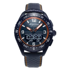 ALPINA ALPINERX AL-283LNO5NAQ6L Navy Blue Leather Strap with Orange Stitching