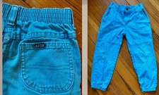 VTG OSH KOSH B'GOSH USA AQUA BLUE JEANS PANTS USA-MADE ALL COTTON 4R FAIR/GUC