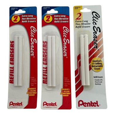 Pentel Retractable Clic Eraser Refills Lot 3 Packages Packs Non Abrasive Artist