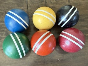 Vintage 2-Stripe Smooth Replacement Wooden Croquet Balls