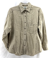 Vintage Orvis Tan Button Down Shirt Brushed 100% Cotton Mens Small Made in USA