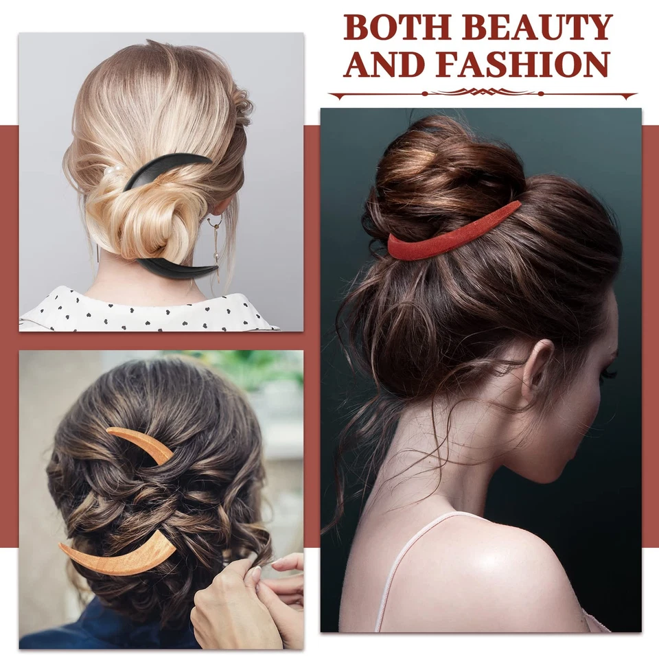 Шпилька для волос лунная вилка для женщин 5,12 дюйма лунная палочка ручная резьба зажим 3 шт. - Изображение 3 из 4