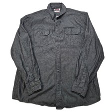 Wrangler Denim Shiret Mens XL Dark Gray Long Sleeve Button Up Flex for Comfort