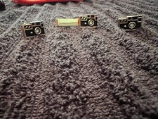 Vintage mid-century camera motif swank cufflinks and tie clip set