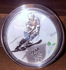 2014 1 Oz Silver Sochi Olympics Russia Alpine Skiing Coin
