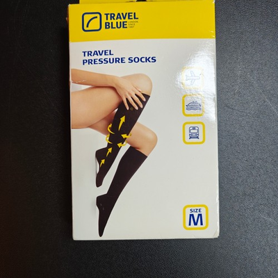 #ad Travel Blue Pressure Socks Black Medium Gentle Compression Flight Socks 791 $9.99